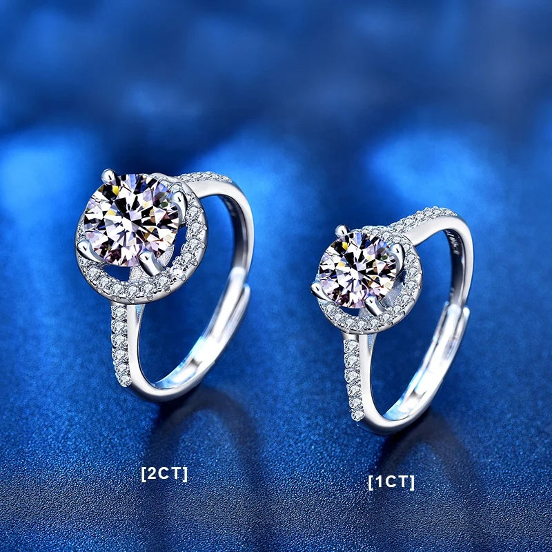 X08222 Luxury Fashion Round Brilliant Cut 1/2CT Moissanite 925 Sterling Silver Classic Engagement Ring Fine Jewelry for Women
