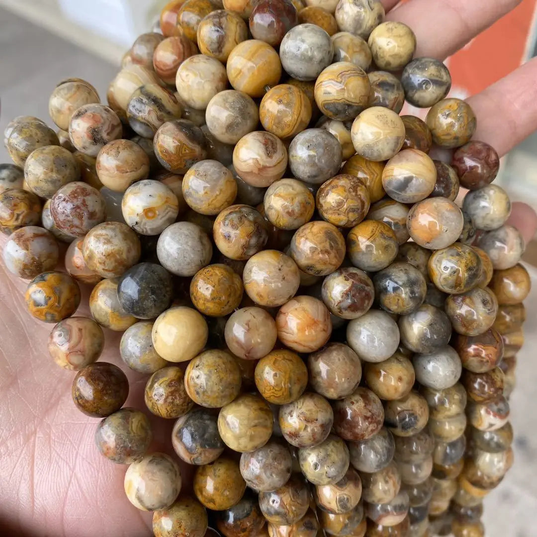 Fashion Natural Agate Bangles Healing Real Crystal Stone Beads Wholesale Loose Gemstone Beads Healing Crystal Crazy Lace Agate