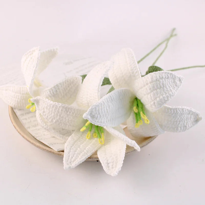 2024 New Wholesale Crochet Flower Handmade Crochet Lily Decorative Crochet Handmade Flowers W6443