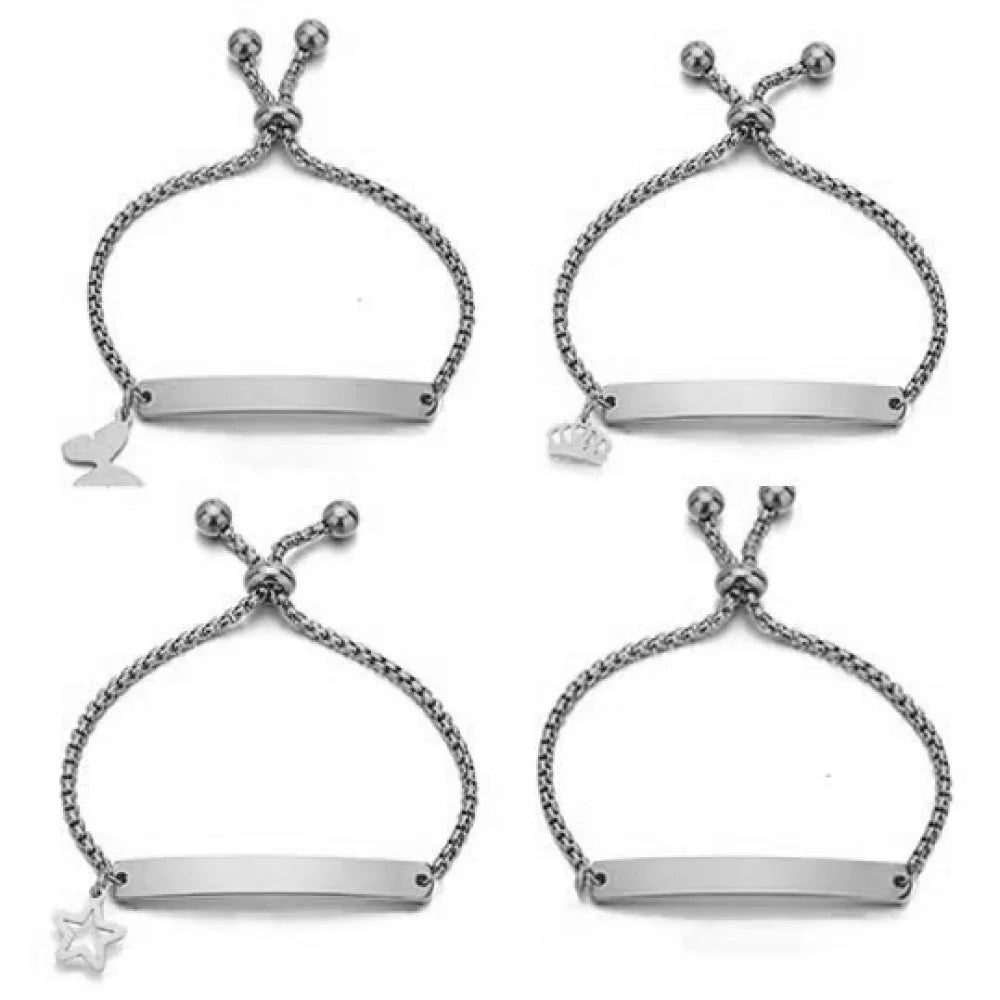Wholesale Brazalete Personalizado Baby Kid Jewelry Engraved Name Pvd Plated Stainless Steel Blank Bar Custom Bracelet