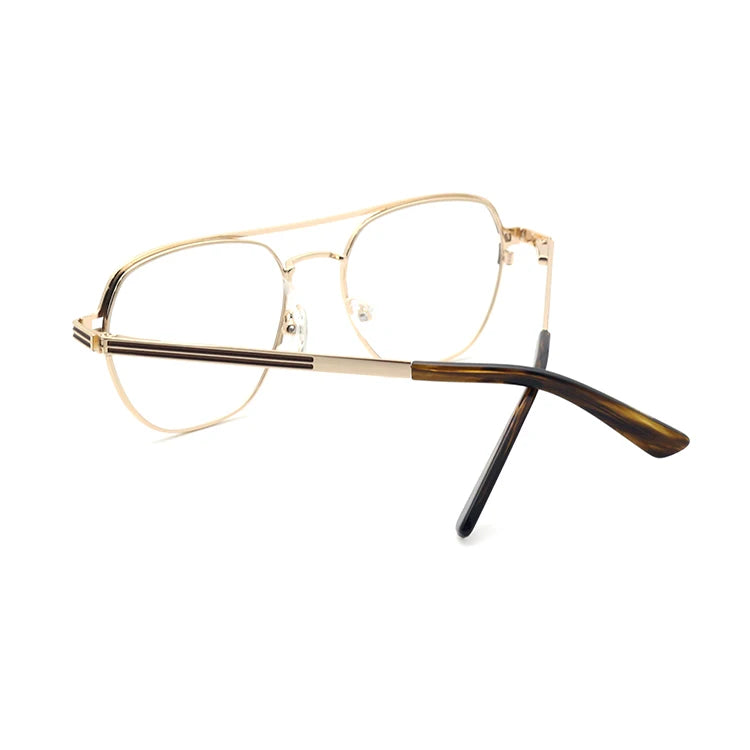 China Wholesale Metal Men Eyeglass Frames Branded Design Double Bridge Optical Eyeglasses Frame