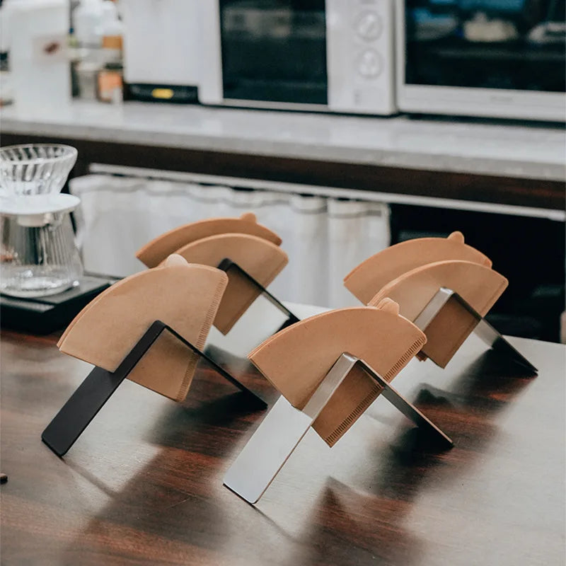 Wholesale Metal Stainless Steel Hand Drip Coffee Maker V Shaped Storage Display Rack Coffee Filter Holder