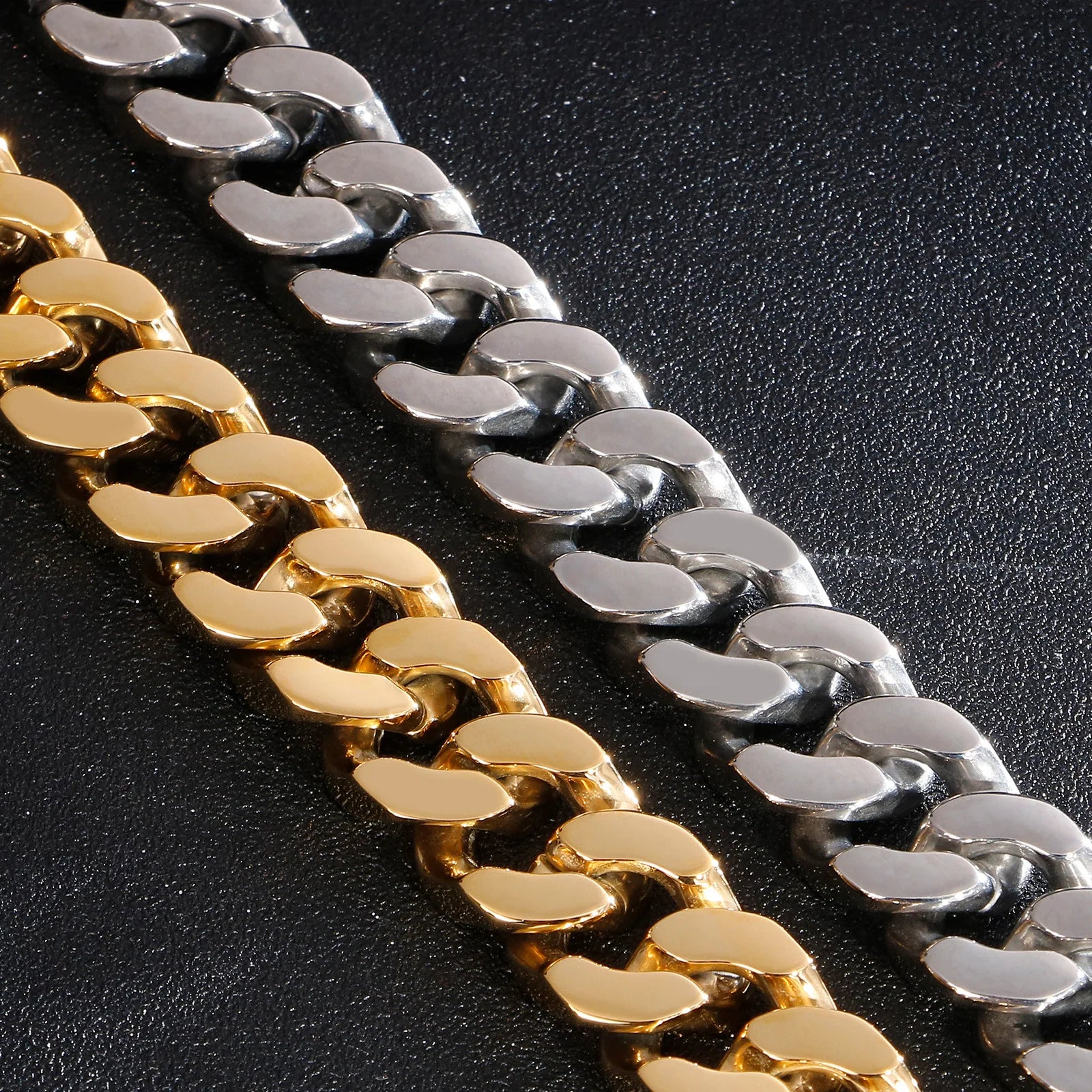 Wholesale 10mm Stainless Steel Chains for Men Solid 18K Gold Plated Plain Cuban Link Necklace for Wedding and Engagement