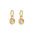 Stock Selling Minimalist Fashion Jewelry 18k PVD Gold Plated Stainless Steel Colorful Cubic Zirconia Pendant Earrings for Women