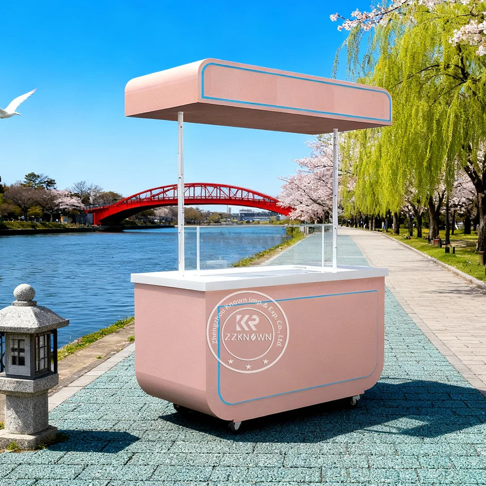 Fully Equipped Gelato Cart High Quality Ice Cream Food Cart Portable Mobile Ice Cream Cart