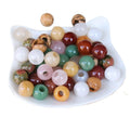 20Natural Stone 14mm Lava Agate Round Gemstone Loose Beads for Jewelry Making
