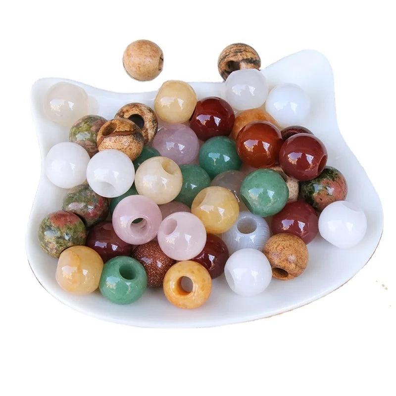 20Natural Stone 14mm Lava Agate Round Gemstone Loose Beads for Jewelry Making