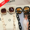 Kenbo Unique Sunglasses Chain Set for Women 2021 Luxury Brand Polygon Square Sun Glasses Female Vintage Punk Eyewear