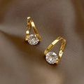 Fashion Irregular Gold Plated Geometric Triangle Huggie Earrings Korean Luxury Clear Cubic Zircon Stud Earrings Women