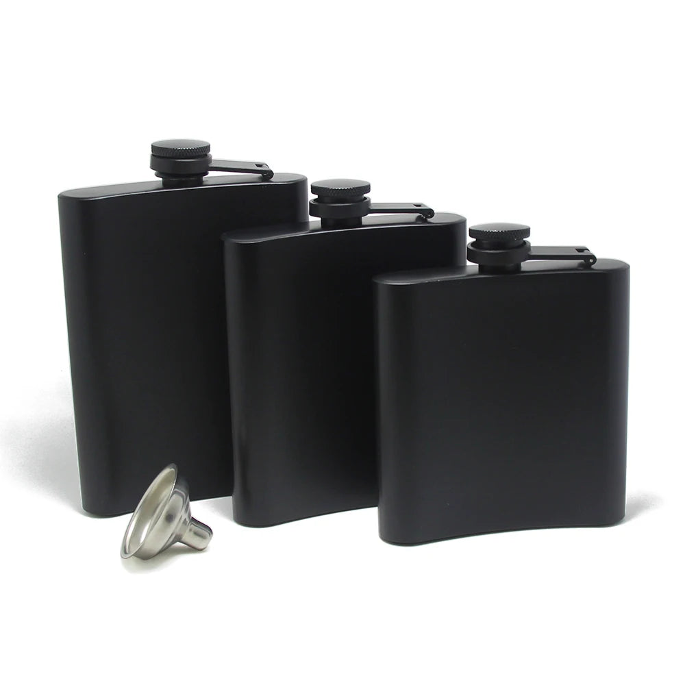 8oz Matte Black Liquor Whisky Hip Flask 7oz Alcohol Bottle Pocket Flask Bar Drinkware Gift 6oz Black Hip Flask Stainless Steel