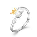 QX Minimalist Luxury Fashion Fine Jewelry 925 Silver 18K Gold Plated Crown Pearl Ring for Women Valentine's Mother's Day Gift
