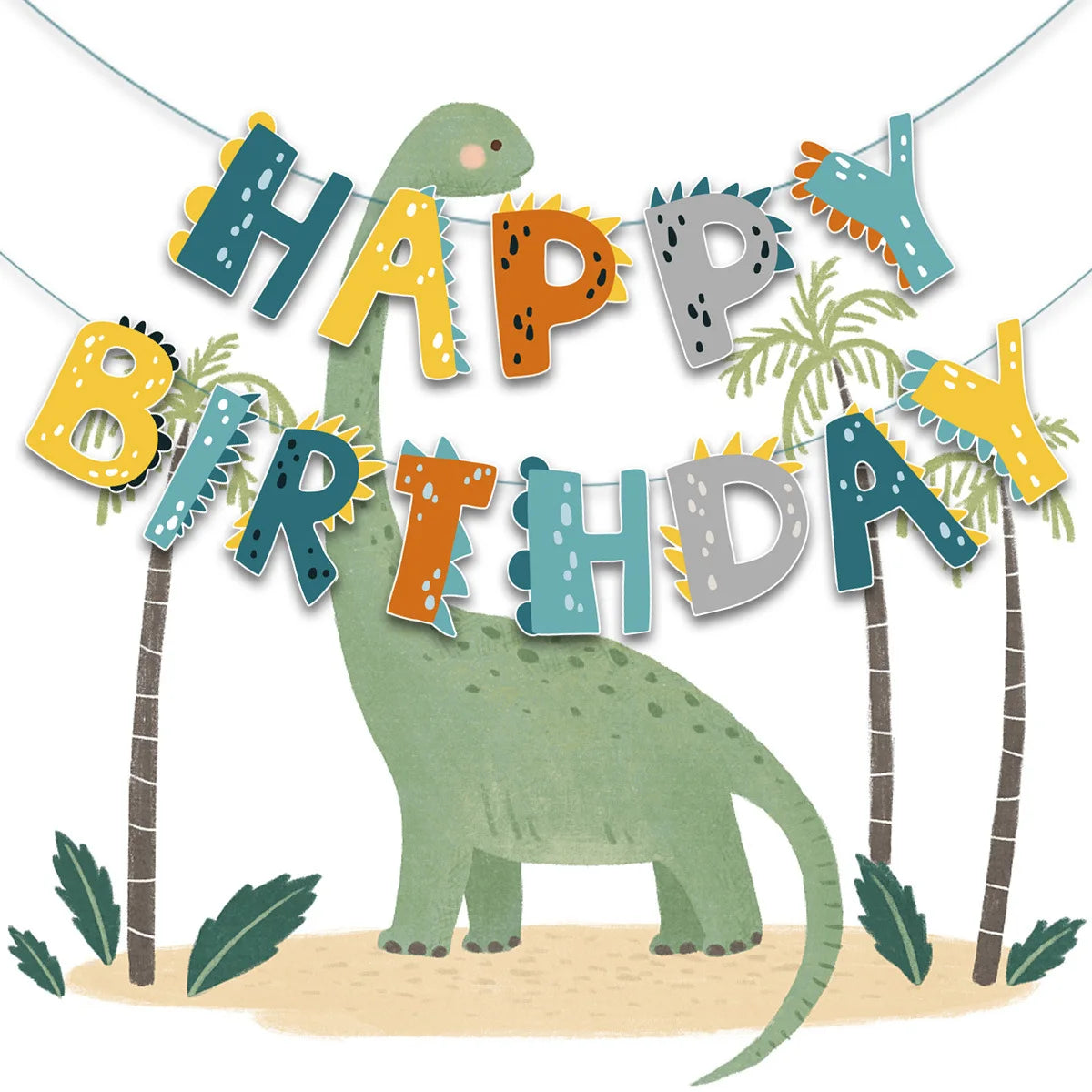 Factory Custom Paper Banners Decoration Dinosaur Flag Background for Children Birthday Party Kid Party