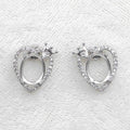 Sterling Silver 8*10mm Semi Mount Stud Earrings Empty Support Blank Claws Setting S925 Base Without Center Stone for DIY Inlay