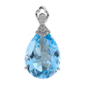 Factory Wholesale Rhodium Plated 925 Sterling Silver Pear Cut Natural Sky Blue Topaz Pendant for Women Gift Party Wear