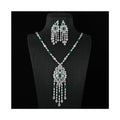 Green Zircon Luxury Indian Nigeria CZ Crystal Wedding Bridal Jewelry Set Big Tassel Necklace for Women Engagement Jewellery