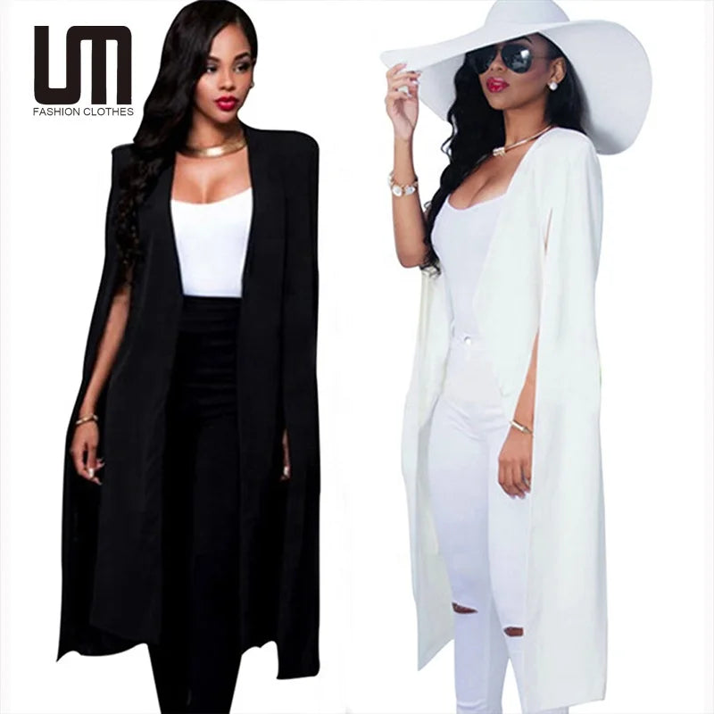 Liu Ming Women Clothes Factory Wholesale Winter Long Sleeve Cape Jacket Casual Cloak Suit Blazer Coat