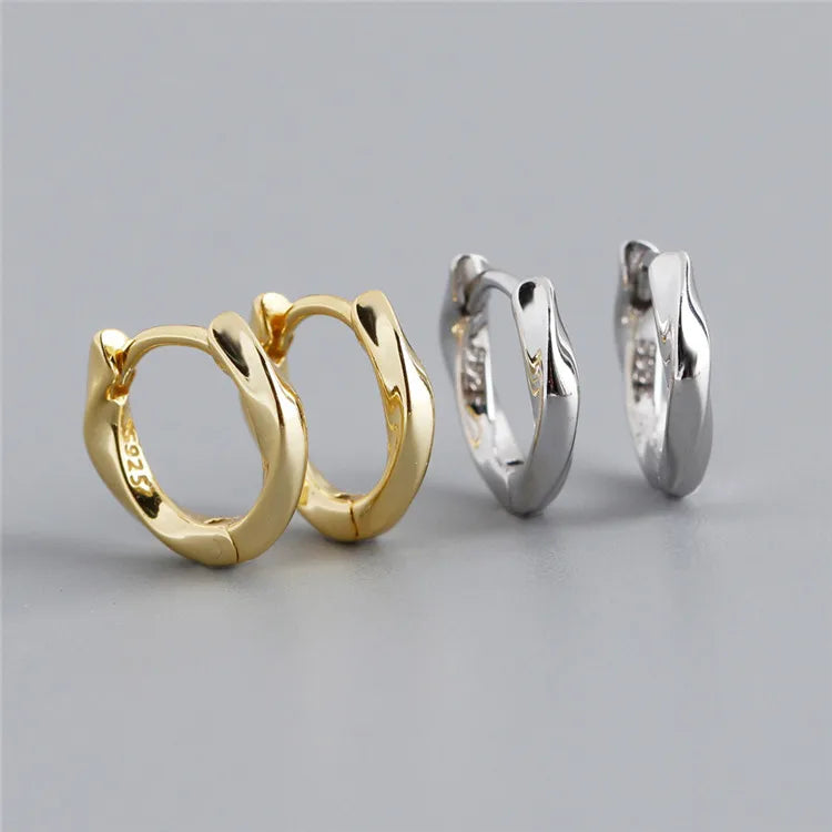 SP High Quality Twist Design Hoop Jewelry 925 Sterling Silver Inner 8MM Hoop Earrings