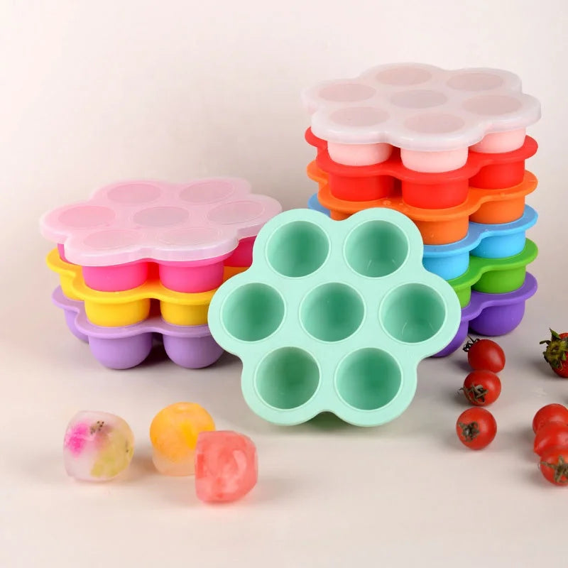 7 Cavity 140g 200g Food Grade Silicone Ice Cream Cake Ice Mold Silicone Whiskey Ice Cube Trays with Lid for Freezer