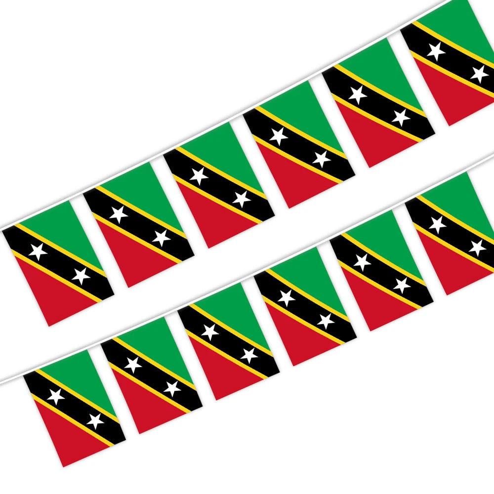 Saint Kitt and Nevis Bunting String Flag 5.5X8 in for Outdoor and Indoor Decoration (12pcs/Unit)