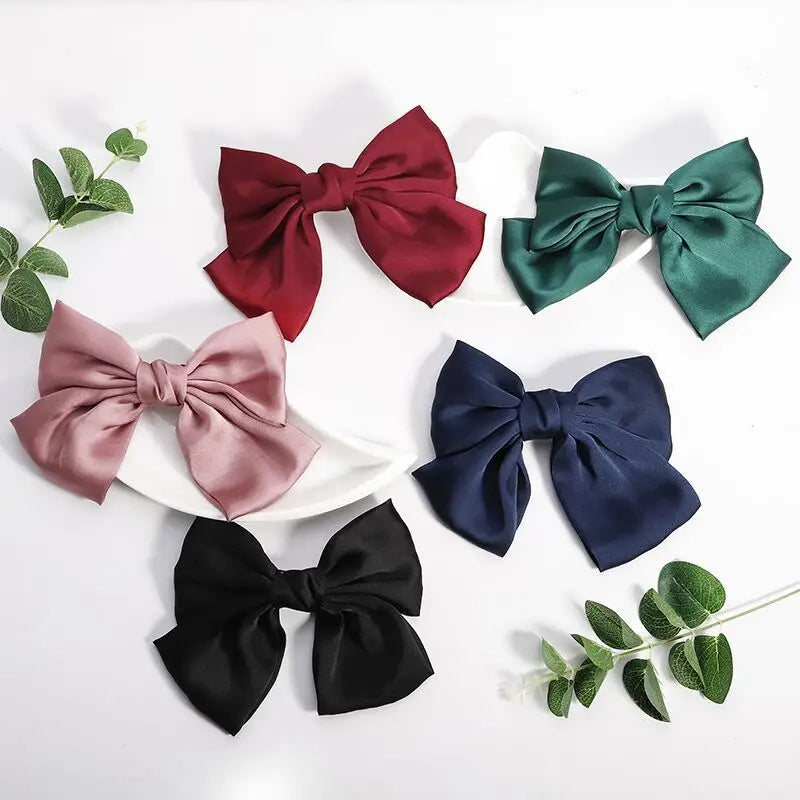 New Arrival Women's Butterfly Bow Solid Color Spring Clip Hairpin Made Ribbon Fabric Party European-American Style Hair