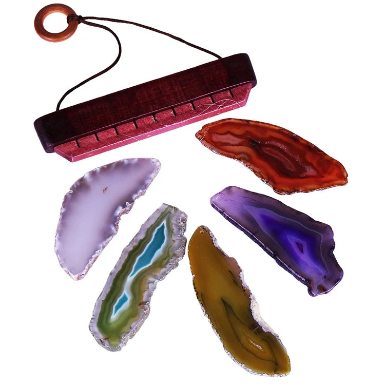 Diy Wholesale Agate Slice Wind Chimes Ornaments Decor Wood Wind Chimes Window Home Garden