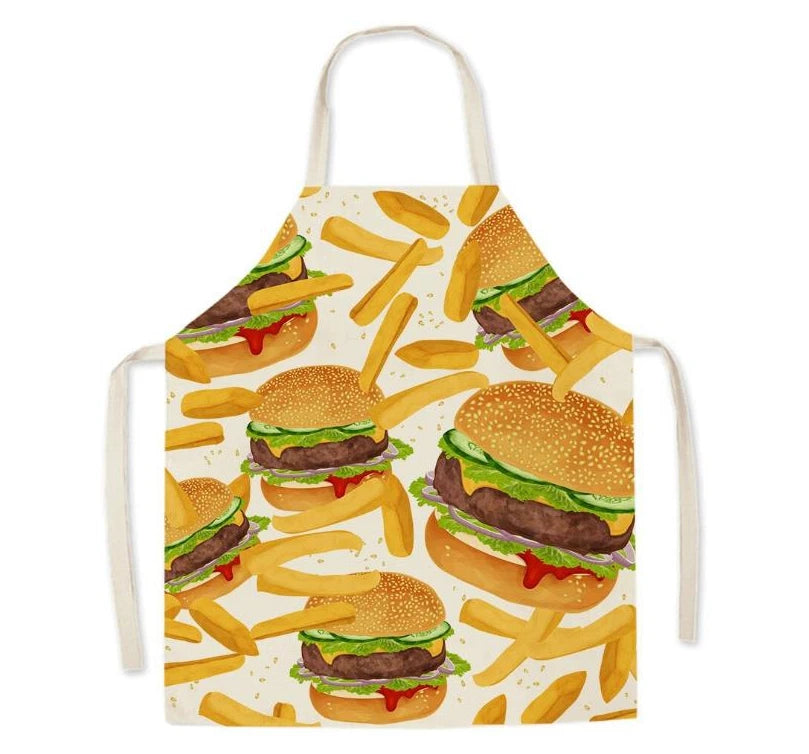 Digital Printing  Hamburger Pizza Donut Pattern Apron Baking Apron Shop Apron