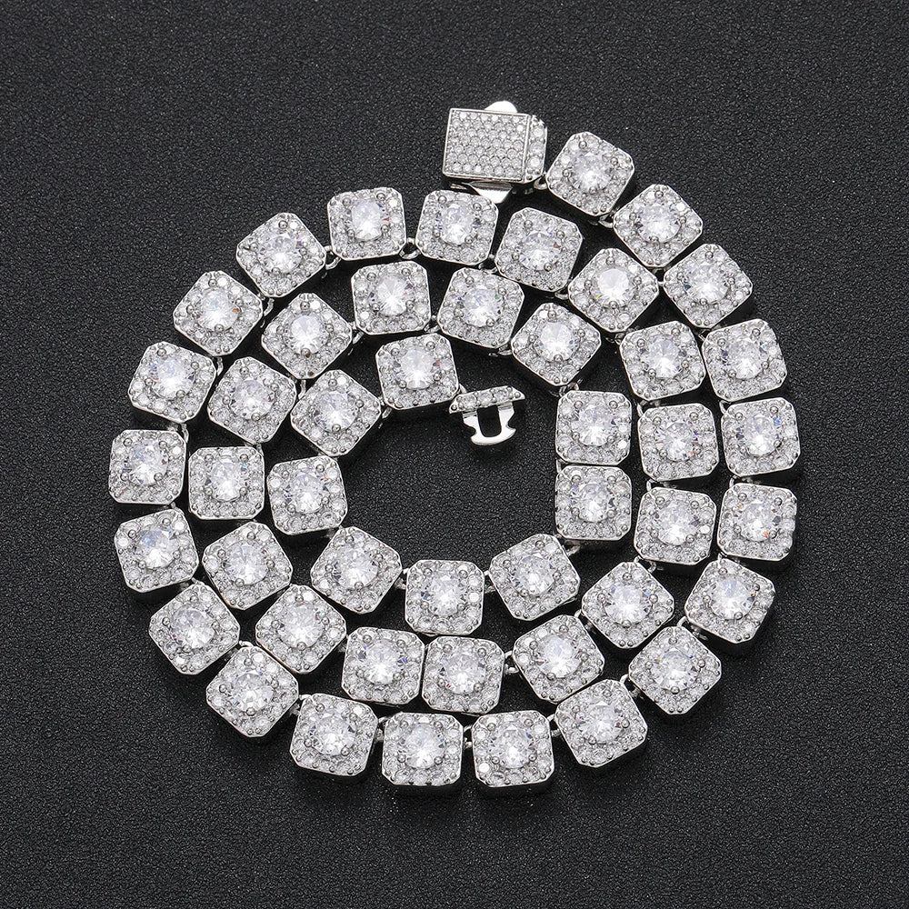 10mm Iced Diamond Choker Tennis Necklace 18K Gold Plated Hip Hop Jewelry Clustered Tennis Chain