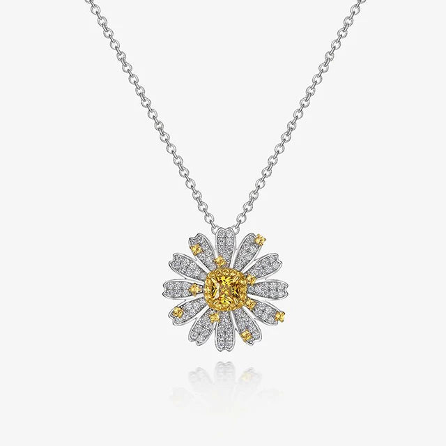 2021 Shinny Jewelry Women's 925 Sterling Silver Necklace with Yellow Crystal Stone Crystal Necklaces