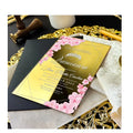 Party Quinceanera Birthday Custom Luxury Elegant A5 Rose Gold Silver Mirror Acrylic Wedding Invitation Card Mariage Envelope