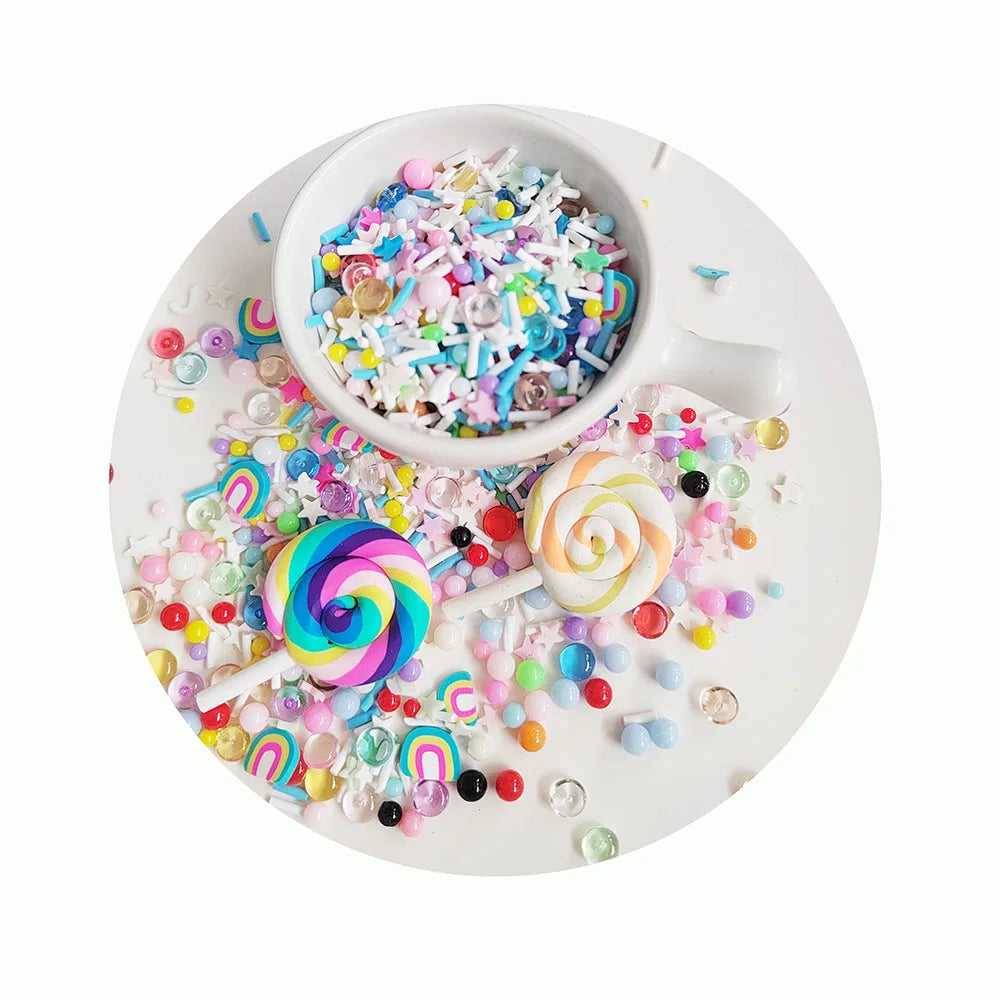 Custom Polymer Clay Candy Lollipop Rainbow Miniature Slime Filling Toy Sets