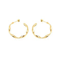 Jietao 18K Gold Plated Twisted Hoop Earrings Medium Flat Wire Statement for Women Tarnish-Free Stainless Steel for Wedding Gift