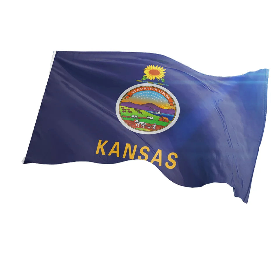 Promotional Product 48h Delivery 3x5ft 100%Polyester Any Logo Screen Printing Used in School Custom Kansas Flag