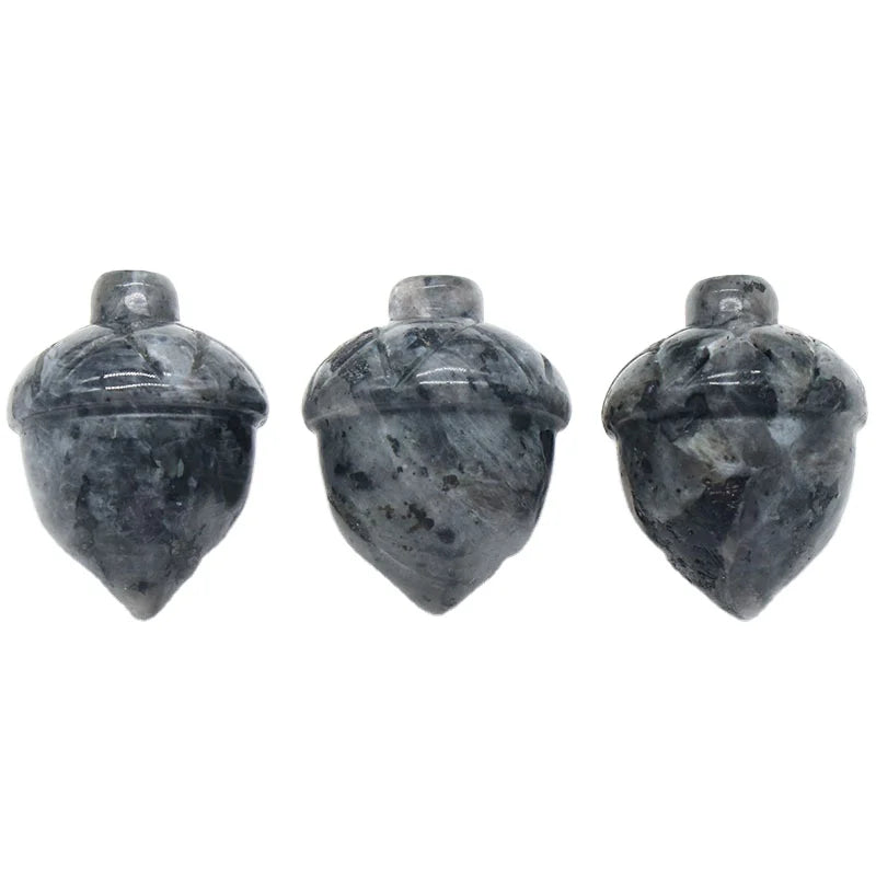 HZ Hand Carving Christmas Black Labradorite Pine Nuts Natural Stone Hand Made Carved Crystal Pinecone For Decoration