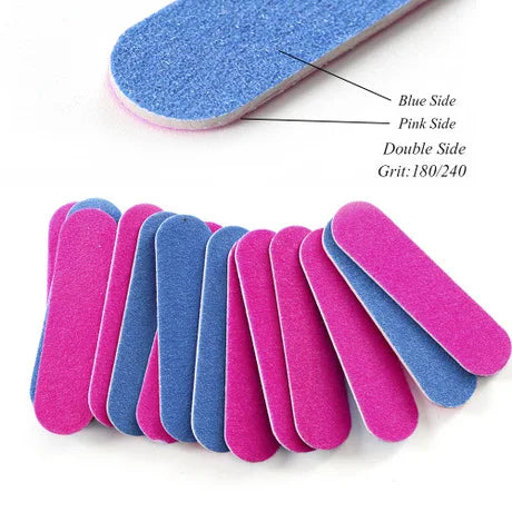 100pcs Mini Nail Files Double-sided Disposable Cuticle Remover Grit Artificial Nail Sandpaper Nail Gel Manicure