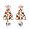 2025 Crystal Fashion zircon Beaded Christmas Stud Earrings for Women Christmas Bells Earrings