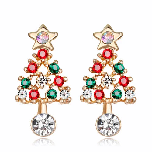 2025 Crystal Fashion zircon Beaded Christmas Stud Earrings for Women Christmas Bells Earrings