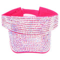 Wholesale Fashion Pink Rhinestone Sun Visor Hat Bling Rhinestone Visor Outdoor Rhinestone Big Brim Empty Top Sun Visor Hat