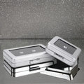 Handmade Double-Sided Silver Metal Diamond Box High-End Modern Packaging for Earrings Jewelry Display Bracelets Other Gemstones