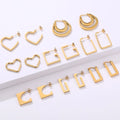 Unique Geometric Unisex Hoop/Cuff Earrings Drop Shipping 23 Styles Heart Star Triangle 18K PVD Gold Plated Silver Stainless