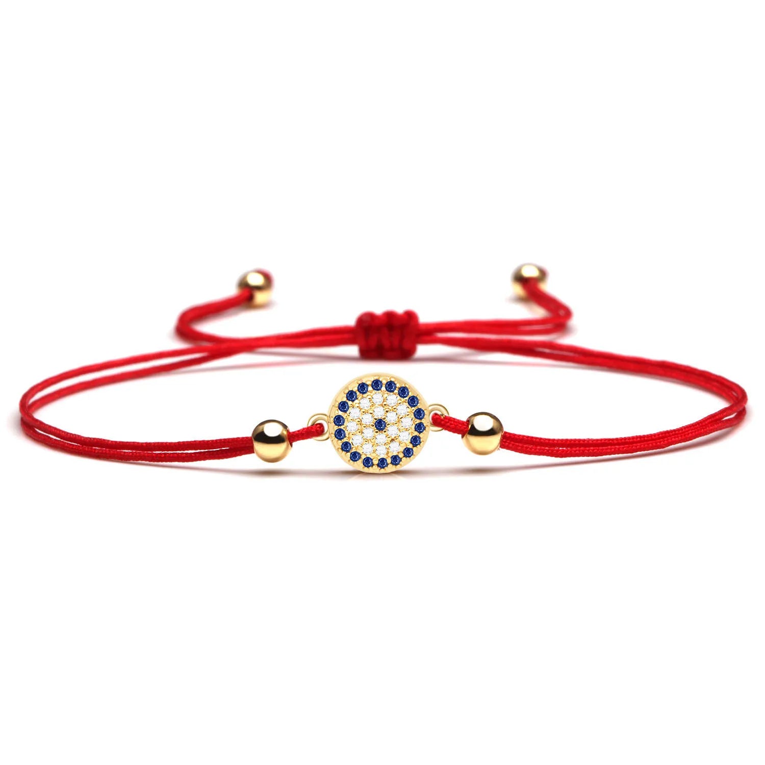 CZ Micro Pave Turkish Eyes Red Rope Bracelet Blue Crystal Rhinestone Evils Eye Bracelet for Gifts