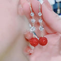 2022 Red Ball Women's Cubic Zirconia Drop Earrings for Wedding