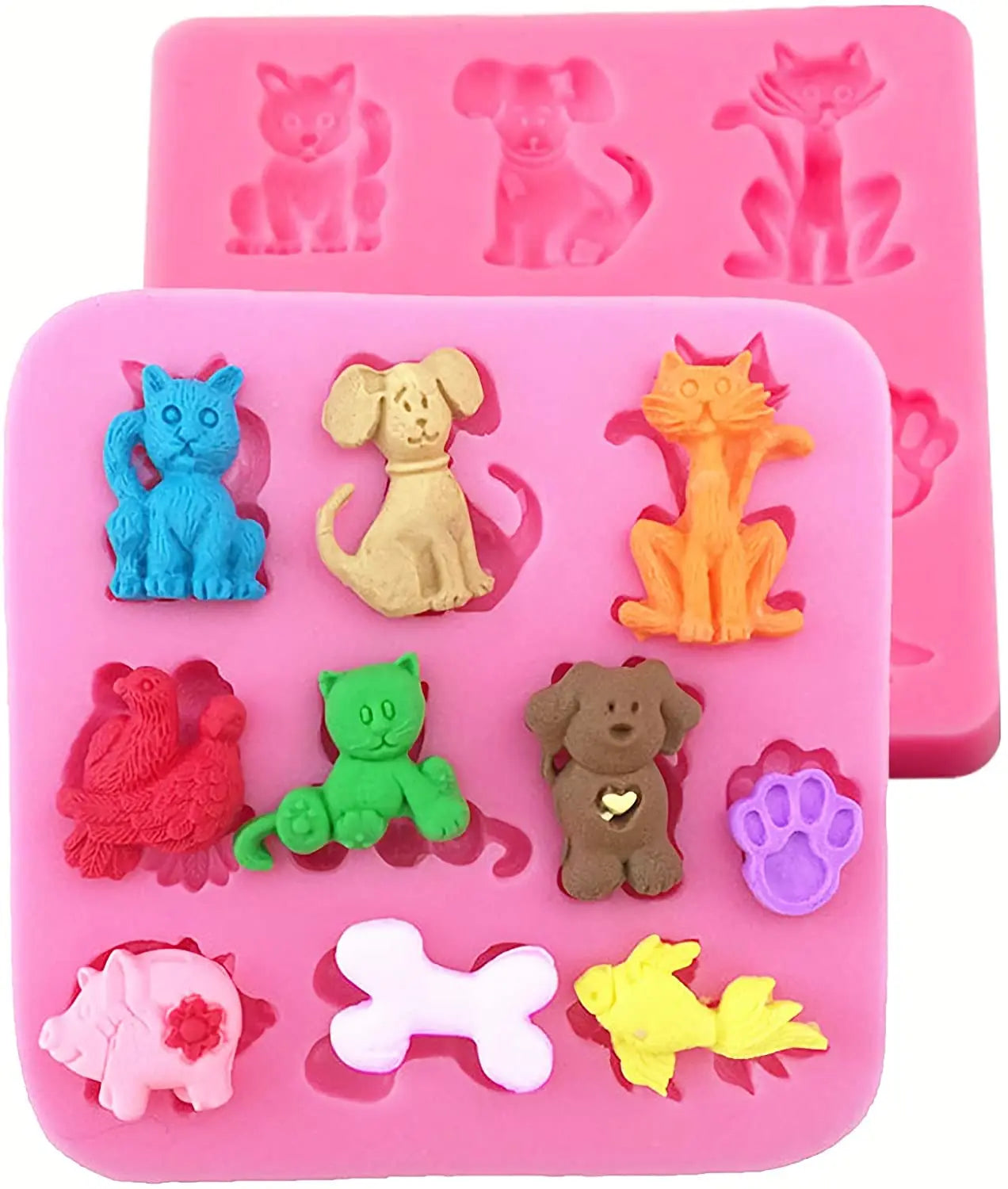 2 Cartoon Animal-shaped Silicone Moulds for Food Grade Cake Moulds for Fudge Chocolate Candy Cookie Decorating Baking Tools
