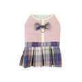 Maychan Customized Dog Harness Dress with Leash Set Plaid Pattern Princess Pet Clothes Puppy Dress