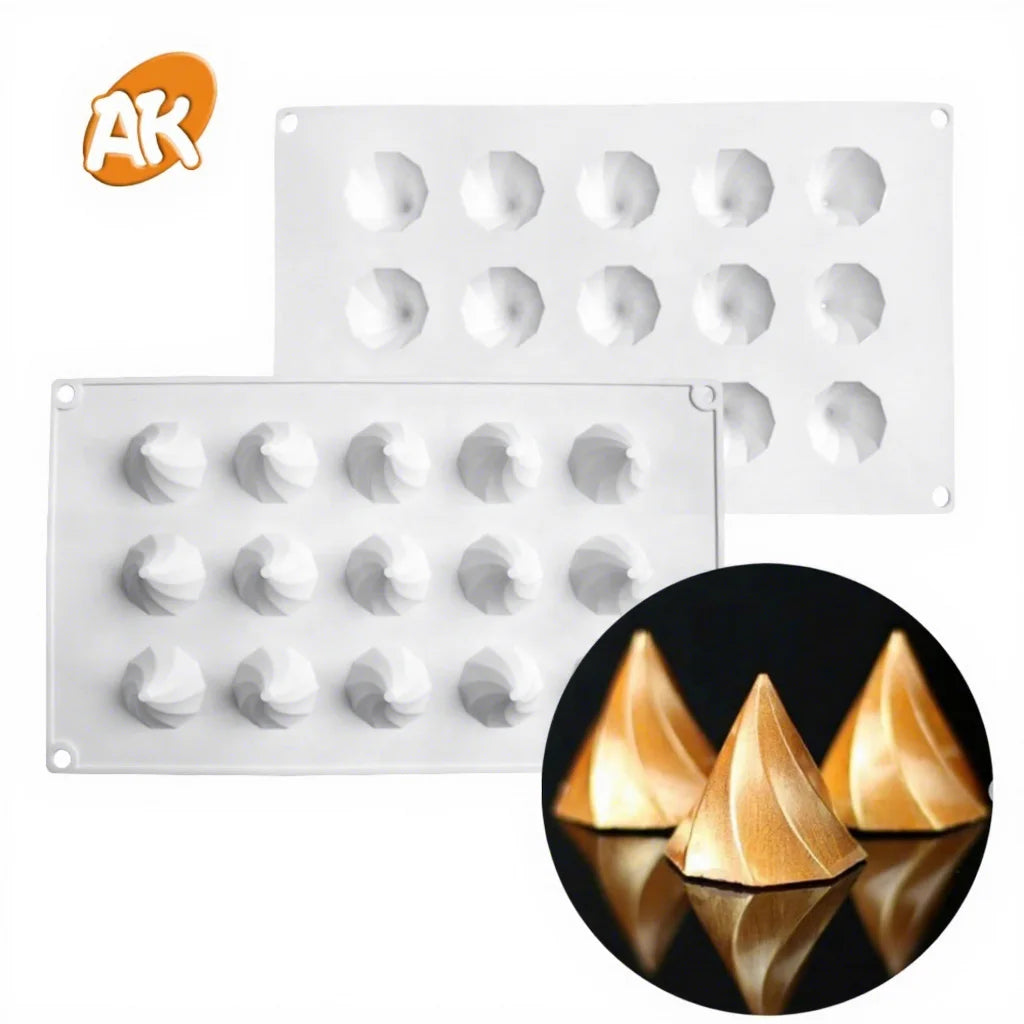 AK Hot 15 Cavity Small Peak Mousse Chocolate Molds Cake Pastry Tools Silicon Moulds for Bakery Mousse Cake Molds