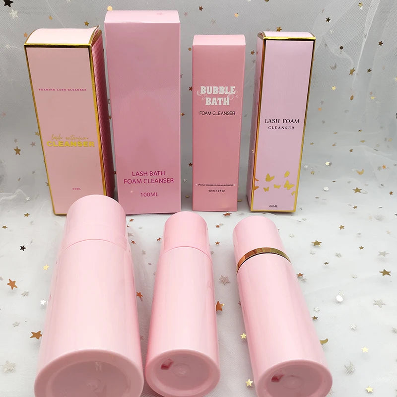 Lash Extension Shampoo Bottle With logo Gold Black White 60 ml Matte pink Lash Shampoo Bottle Foam Pump 1oz
