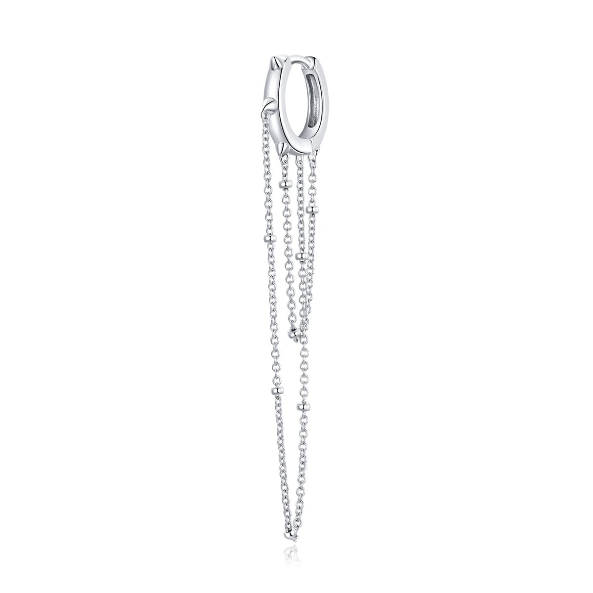 925 Sterling Silver Drop Earrings Personalized Cool Long Chain Tassel Plated Platinum Single Earring for Women SCE1115