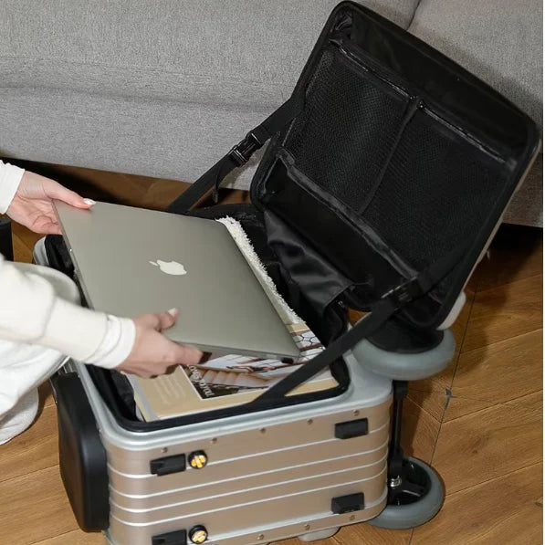 Alilotop Stylish Smart Waterproof Anti-Theft Lightweight Aluminum Frame Carry-On Suitcase TSA Portable Travel Case
