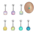 New Design Curved Rod Four-Claw Candy Color Cats Eyes Stone Navel Rings Candy Color Belly Button Rings for Women