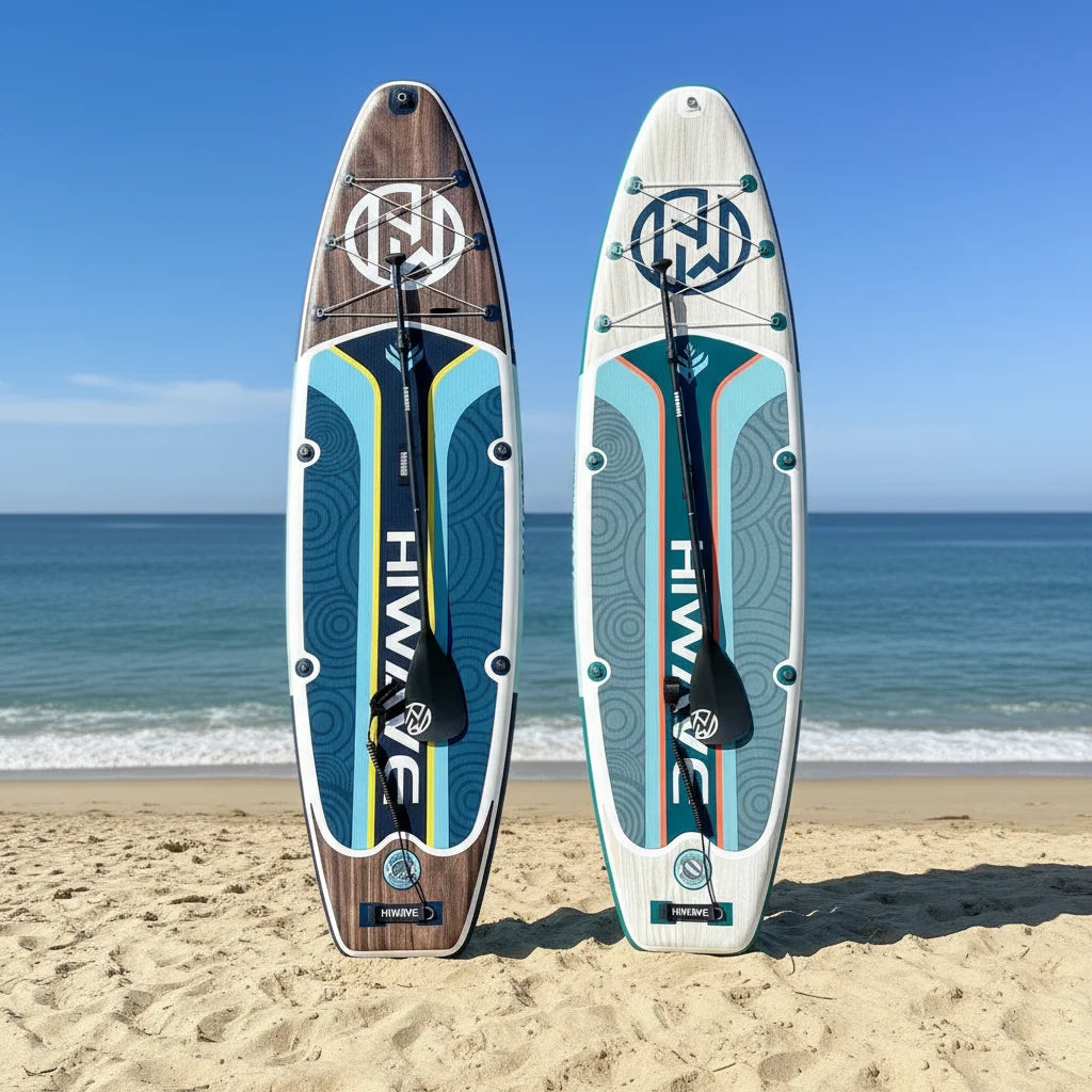 EU Dropshipping China Manufacture Inflatable sup Board WOOD GRAIN Heat Sealing Stand up Paddle Board for Water Sports