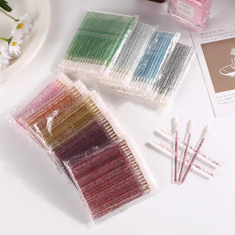 Travel Wholesale Crystal Clear Glitter Lash Extensions Disposable Lips Gloss Makeup Brushes Applicators Lip Brush Disposable